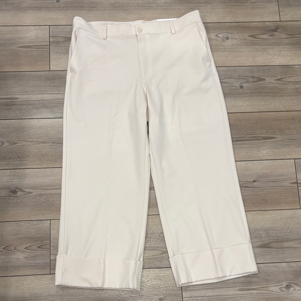 Loft Cream Wide-Leg Trousers